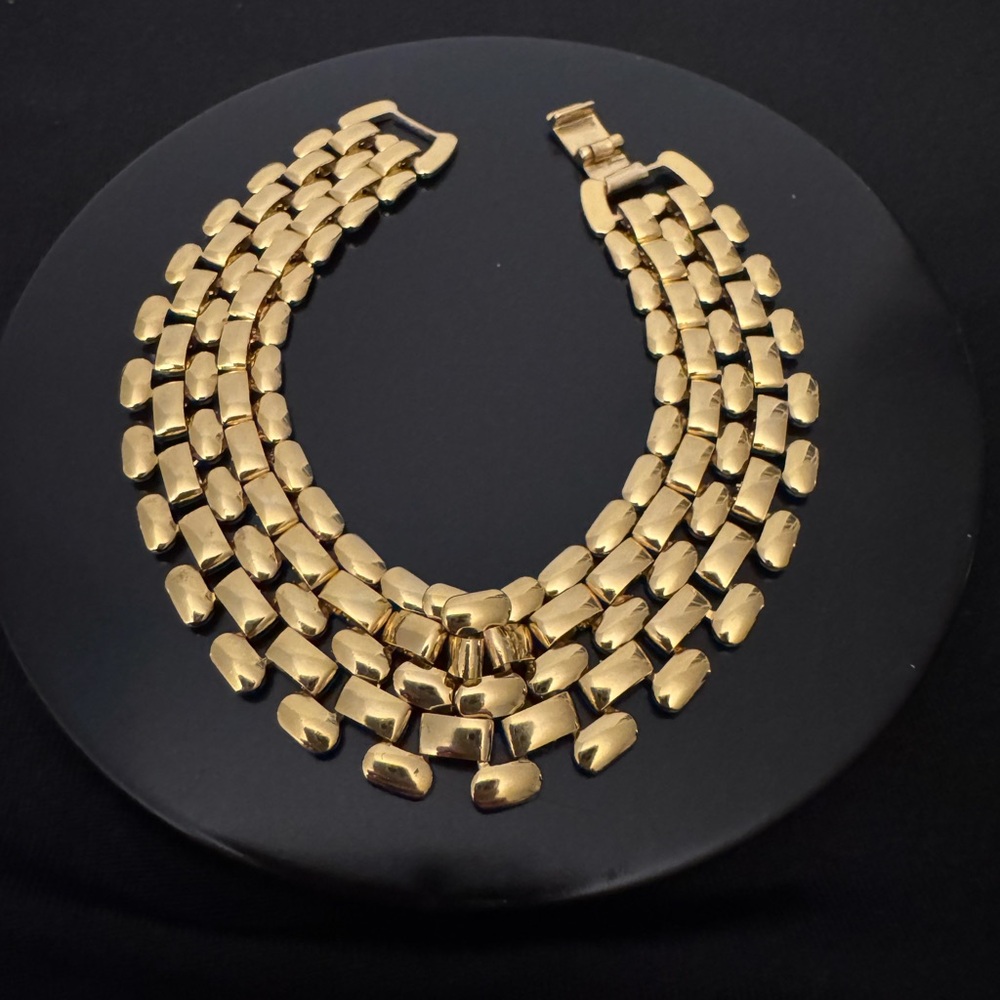 Wide Gold Tone Statement Bracelet